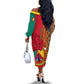 Cameroon National Day Off The Shoulder Long Sleeve Dress Cameroun Coat Of Arms Ankara Pattern