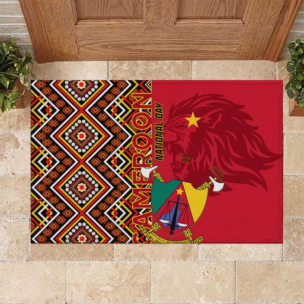 Cameroon National Day Rubber Doormat Cameroun Coat Of Arms Ankara Pattern