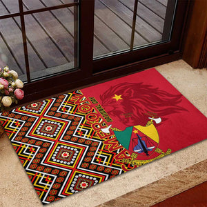 Cameroon National Day Rubber Doormat Cameroun Coat Of Arms Ankara Pattern