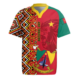 Cameroon National Day Rugby Jersey Cameroun Coat Of Arms Ankara Pattern