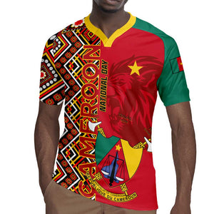 Cameroon National Day Rugby Jersey Cameroun Coat Of Arms Ankara Pattern