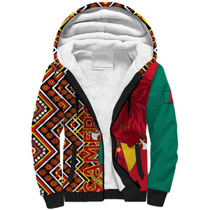 Cameroon National Day Sherpa Hoodie Cameroun Coat Of Arms Ankara Pattern