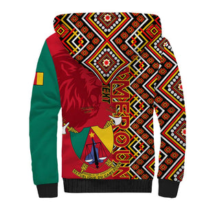 Cameroon National Day Sherpa Hoodie Cameroun Coat Of Arms Ankara Pattern