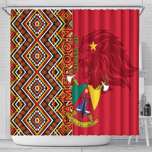 Cameroon National Day Shower Curtain Cameroun Coat Of Arms Ankara Pattern