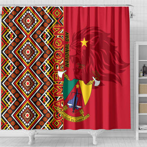 Cameroon National Day Shower Curtain Cameroun Coat Of Arms Ankara Pattern