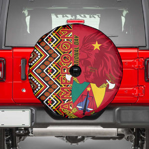 Cameroon National Day Spare Tire Cover Cameroun Coat Of Arms Ankara Pattern