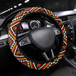 Cameroon National Day Steering Wheel Cover Cameroun Coat Of Arms Ankara Pattern