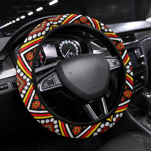 Cameroon National Day Steering Wheel Cover Cameroun Coat Of Arms Ankara Pattern