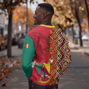 Cameroon National Day Sweatshirt Cameroun Coat Of Arms Ankara Pattern