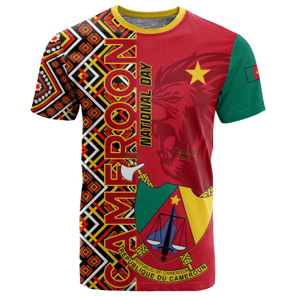 Cameroon National Day T shirt Cameroun Coat Of Arms Ankara Pattern