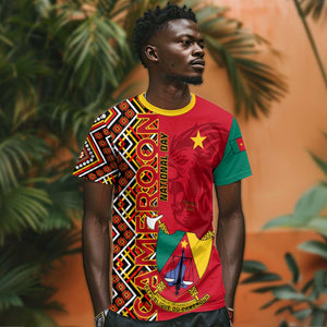 Cameroon National Day T shirt Cameroun Coat Of Arms Ankara Pattern