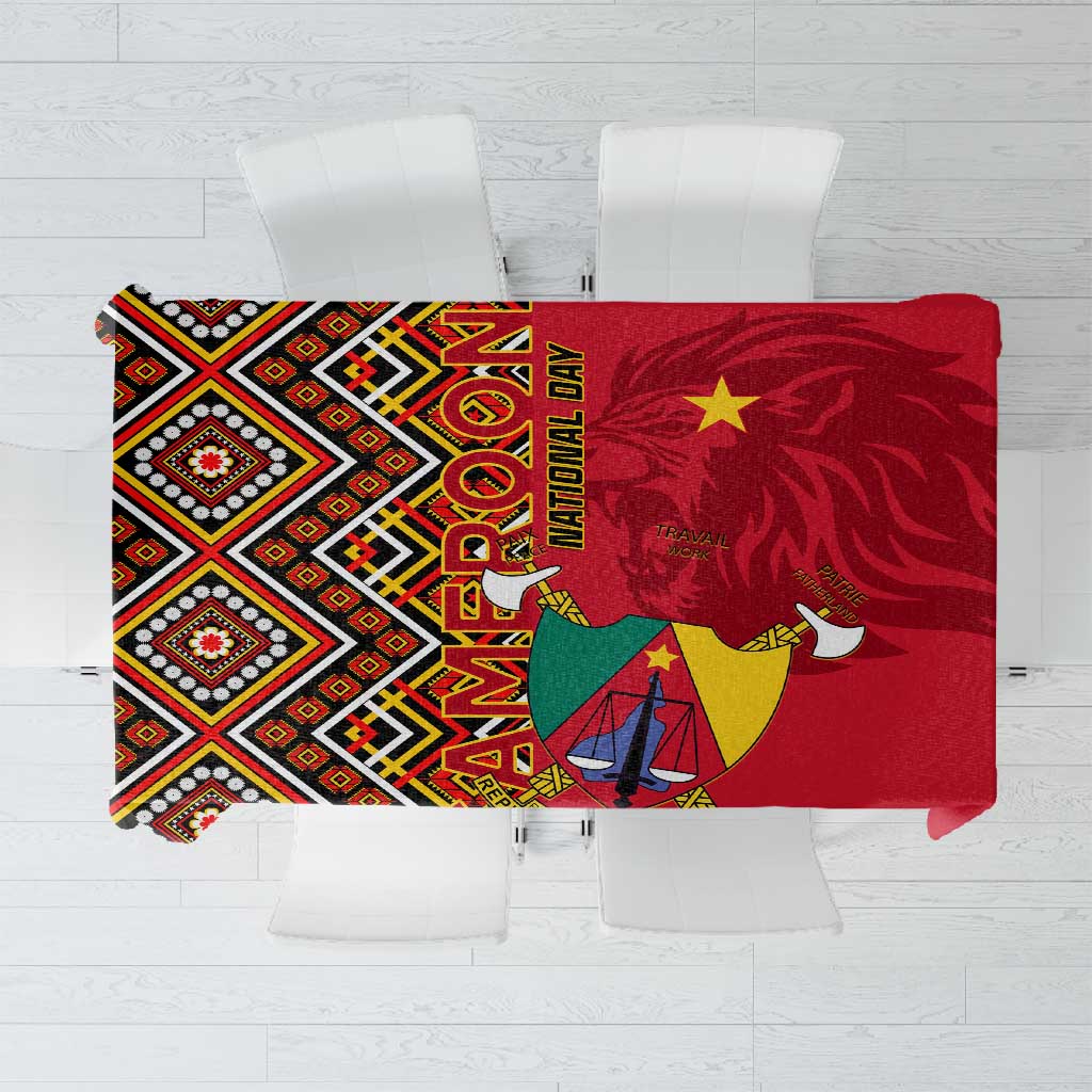 Cameroon National Day Tablecloth Cameroun Coat Of Arms Ankara Pattern