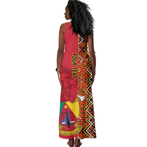 Cameroon National Day Tank Maxi Dress Cameroun Coat Of Arms Ankara Pattern