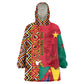 Cameroon National Day Wearable Blanket Hoodie Cameroun Coat Of Arms Ankara Pattern