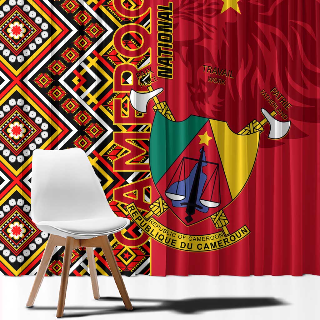 Cameroon National Day Window Curtain Cameroun Coat Of Arms Ankara Pattern