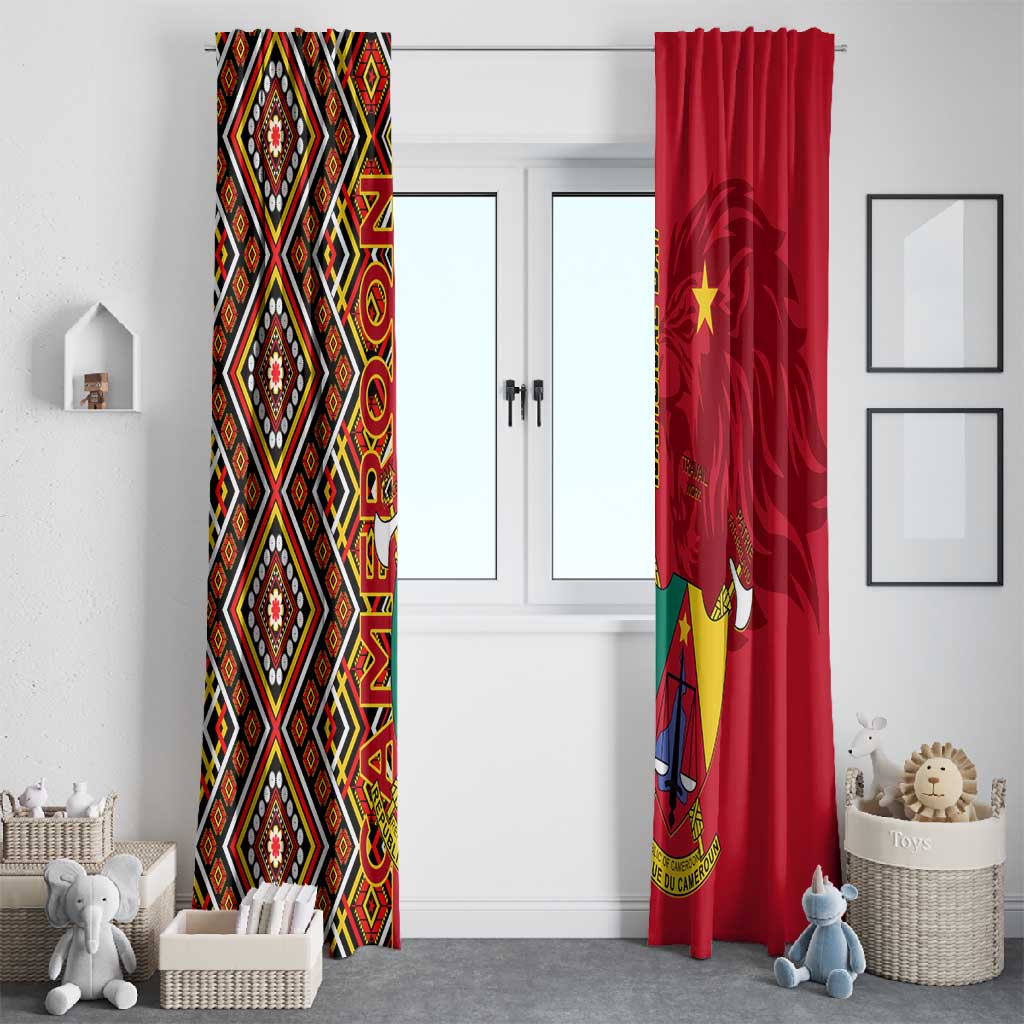 Cameroon National Day Window Curtain Cameroun Coat Of Arms Ankara Pattern