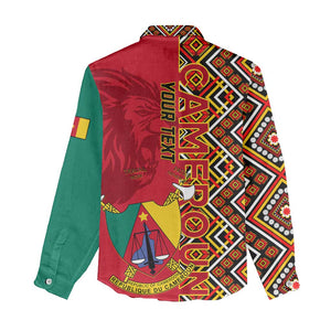 Cameroon National Day Women Casual Shirt Cameroun Coat Of Arms Ankara Pattern