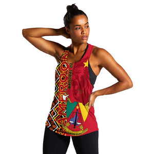 Cameroon National Day Women Racerback Tank Cameroun Coat Of Arms Ankara Pattern