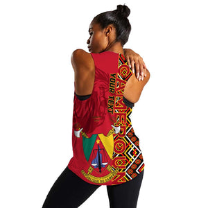 Cameroon National Day Women Racerback Tank Cameroun Coat Of Arms Ankara Pattern