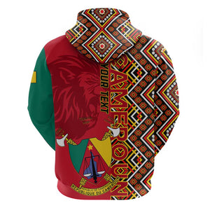 Cameroon National Day Zip Hoodie Cameroun Coat Of Arms Ankara Pattern