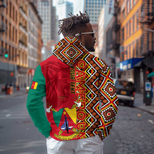 Cameroon National Day Zip Hoodie Cameroun Coat Of Arms Ankara Pattern