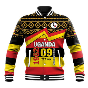 Personalized Uganda Baseball Jacket African Pattern - Independence Day 1962 LT01