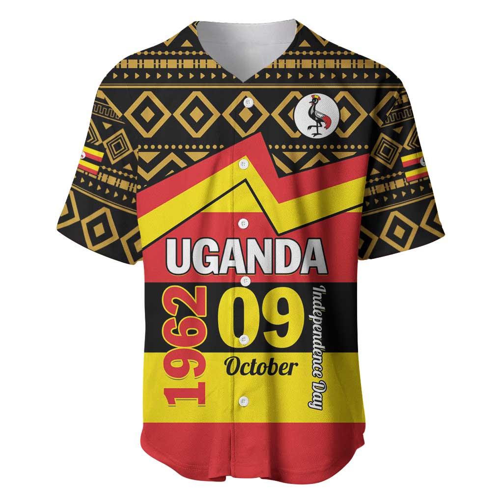 Personalized Uganda Baseball Jersey African Pattern - Independence Day 1962