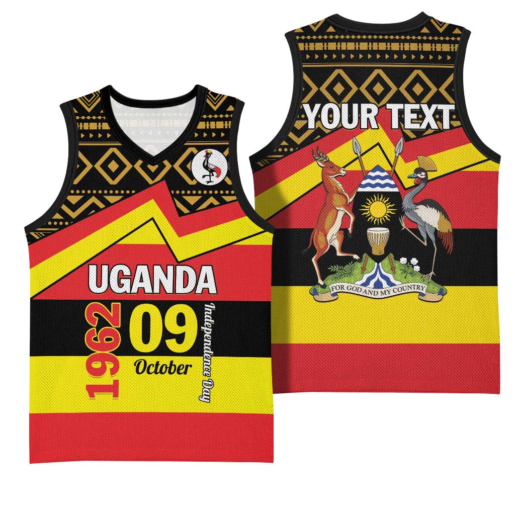 Personalized Uganda Basketball Jersey African Pattern - Independence Day 1962 LT01