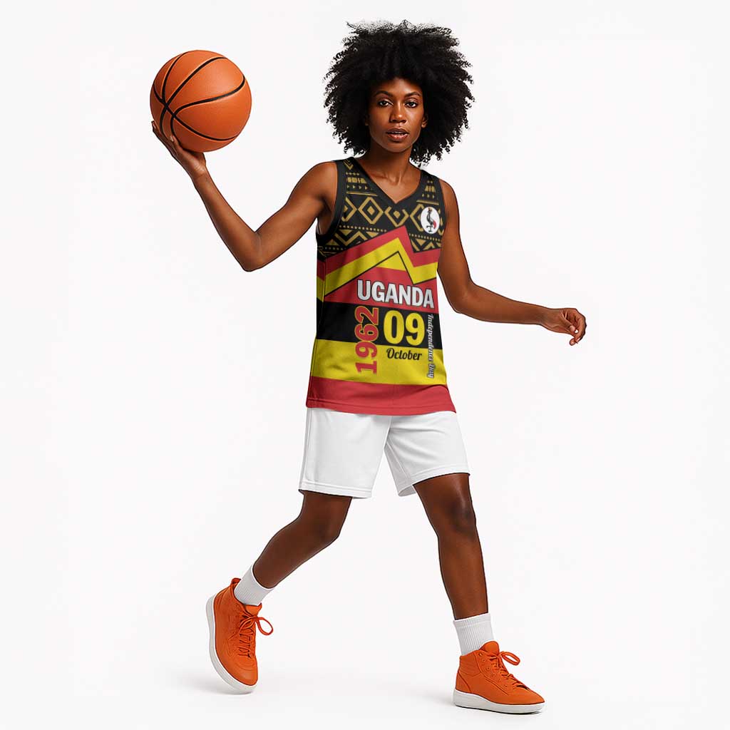 Personalized Uganda Basketball Jersey African Pattern - Independence Day 1962 LT01