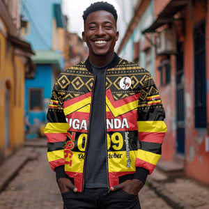 Personalized Uganda Bomber Jacket African Pattern - Independence Day 1962