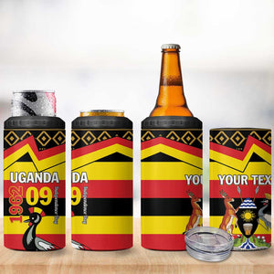 Personalized Uganda 4 in 1 Can Cooler Tumbler African Pattern - Independence Day 1962