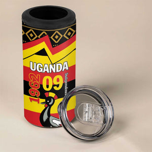 Personalized Uganda 4 in 1 Can Cooler Tumbler African Pattern - Independence Day 1962