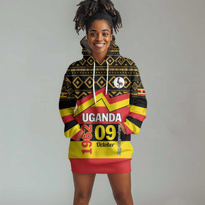 Personalized Uganda Hoodie Dress African Pattern - Independence Day 1962