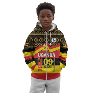 Personalized Uganda Kid Hoodie African Pattern - Independence Day 1962