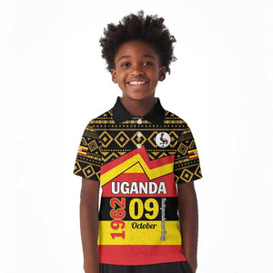 Personalized Uganda Kid Polo Shirt African Pattern - Independence Day 1962