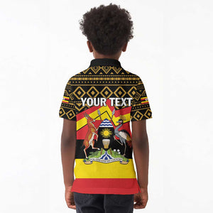 Personalized Uganda Kid Polo Shirt African Pattern - Independence Day 1962