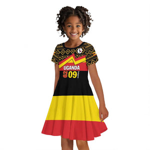 Personalized Uganda Kid Short Sleeve Dress African Pattern - Independence Day 1962