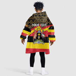 Personalized Uganda KId Wearable Blanket Hoodie African Pattern - Independence Day 1962