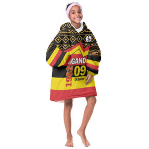 Personalized Uganda KId Wearable Blanket Hoodie African Pattern - Independence Day 1962