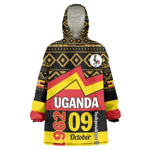 Personalized Uganda KId Wearable Blanket Hoodie African Pattern - Independence Day 1962