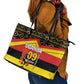 Uganda Leather Tote Bag African Pattern - Independence Day 1962