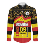 Personalized Uganda Long Sleeve Button Shirt African Pattern - Independence Day 1962