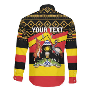 Personalized Uganda Long Sleeve Button Shirt African Pattern - Independence Day 1962