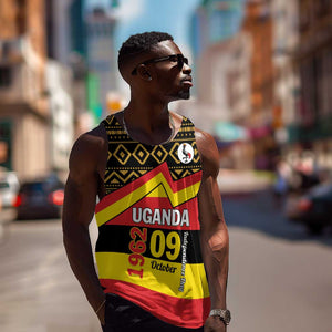 Personalized Uganda Men Tank Top African Pattern - Independence Day 1962