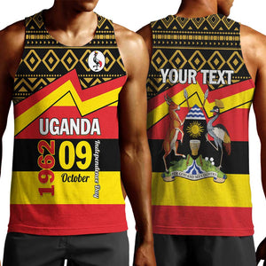 Personalized Uganda Men Tank Top African Pattern - Independence Day 1962