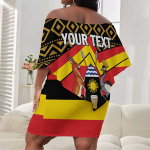 Personalized Uganda Off Shoulder Short Dress African Pattern - Independence Day 1962