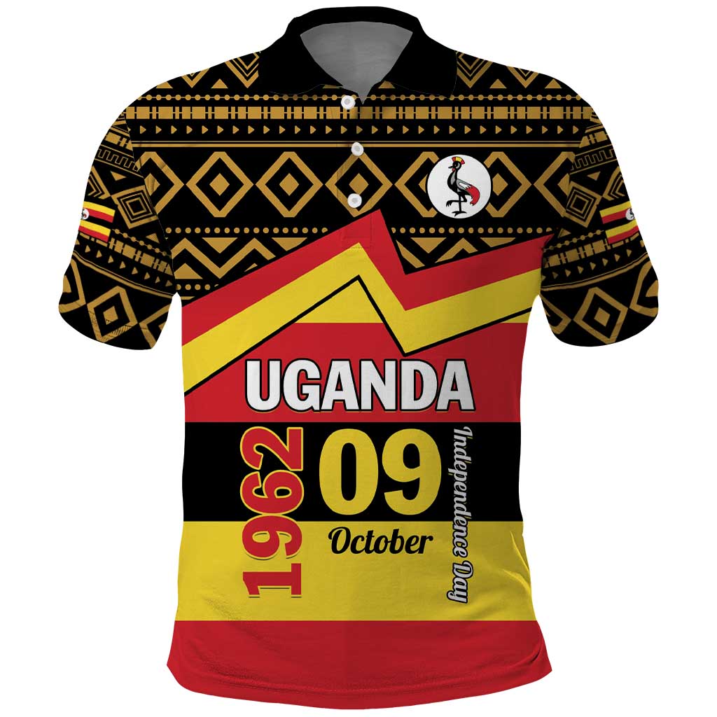 Personalized Uganda Polo Shirt African Pattern - Independence Day 1962