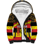 Personalized Uganda Sherpa Hoodie African Pattern - Independence Day 1962