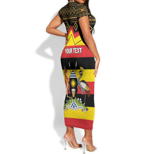 Personalized Uganda Short Sleeve Bodycon Dress African Pattern - Independence Day 1962