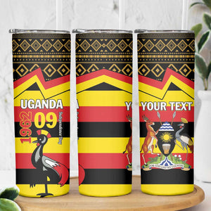 Personalized Uganda Skinny Tumbler African Pattern - Independence Day 1962